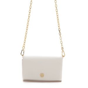 Tory Burch Robinson Chain Wallet in Baby Blue